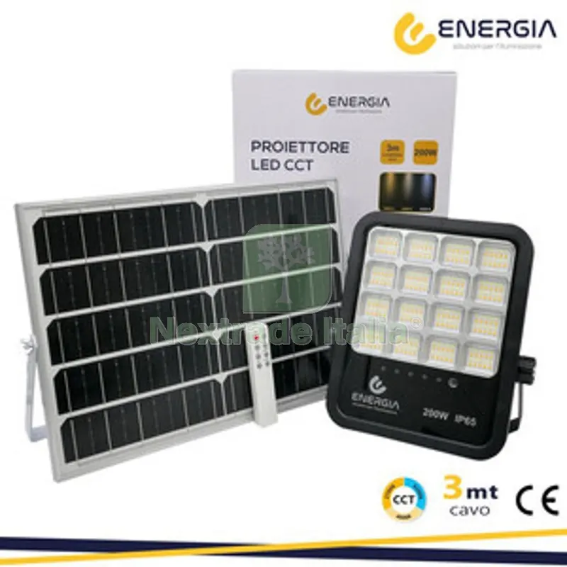 Proiettore C/Pannello Solare 200W 2200LM CCT Telecom — Trattamento e depurazione acqua — rif. FERX.509434 Proiettore C/Pannello Solare 200W 2200LM CCT Telecom — Trattamento e depurazione acqua — rif. FERX.509434