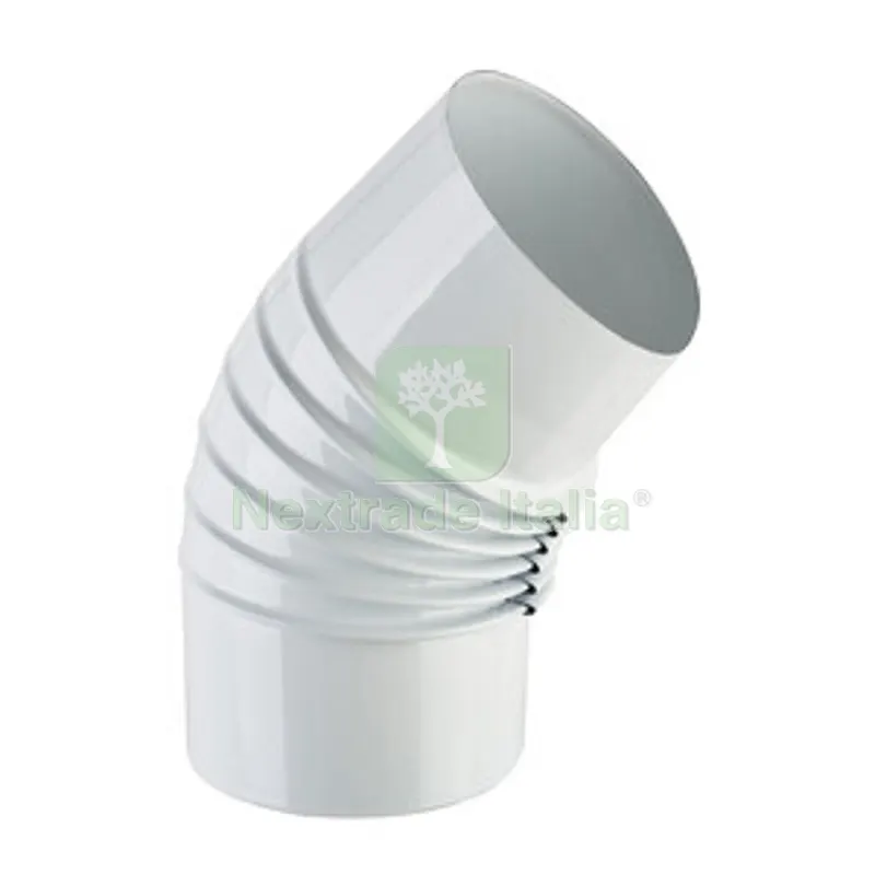 CURVA PORCELLANATA PIEGHETTATA 45 D 12CM BIANCO CLASSIC — Tubi e raccordi — rif. FERX.510674