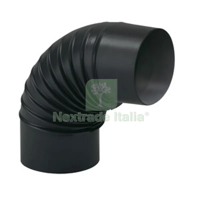 CURVA PORCELLANATA PIEGHETTATA 90 D 12CM NERO OP CLASSIC — Tubi e raccordi — rif. FERX.510689