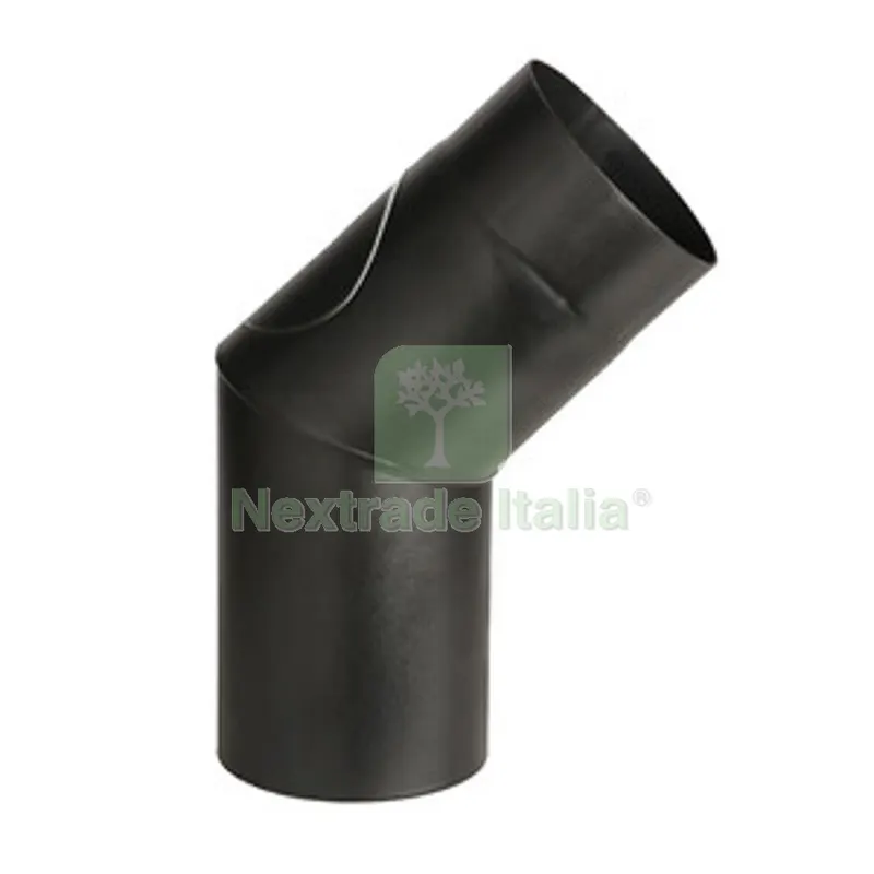 CURVA PORCELLANATA 45 C/ISPEZ D 15CM NERO OPACO TOP — Tubi e raccordi — rif. FERX.510715