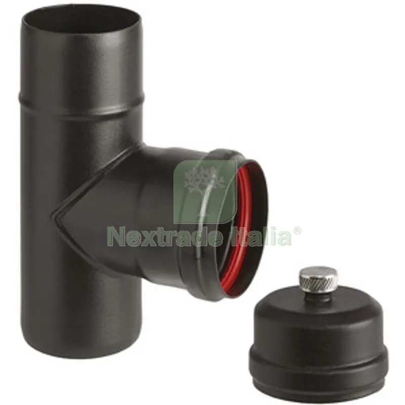 RACCORDO A T PORC PELLET C/SCAR E TAPPO D 10CM AETERNUM — Tubi e raccordi — rif. FERX.510731