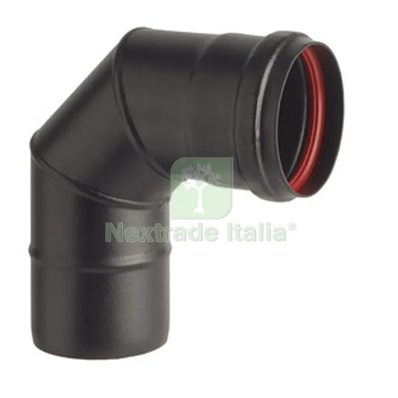 CURVA PORCELLANATA 90 PELLET D 10CM NERO OP AETERNUM — Stufe e camini — rif. FERX.510733 CURVA PORCELLANATA 90 PELLET D 10CM NERO OP AETERNUM — Stufe e camini — rif. FERX.510733