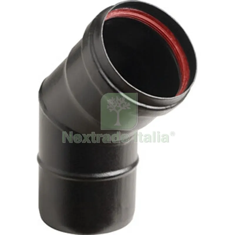 CURVA PORCELLANATA 45 PELLET D 8CM NERO OP AETERNUM — Stufe e camini — rif. FERX.510734 CURVA PORCELLANATA 45 PELLET D 8CM NERO OP AETERNUM — Stufe e camini — rif. FERX.510734