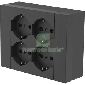 MULTIPRESA ESTERNA QUADRA 4 PRESE BIP.SCH NERA — Interruttori e prese — rif. FERX.510914 MULTIPRESA ESTERNA QUADRA 4 PRESE BIP.SCH NERA — Interruttori e prese — rif. FERX.510914