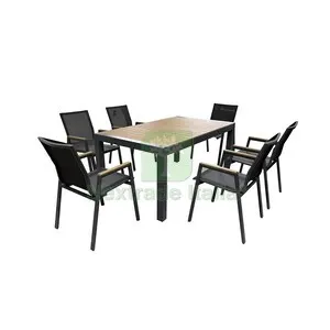 C Set Tavolo Estensibile con 6 Sedie ALU Wood Grigio — Tempo libero outdoor — rif. FERX.511472 C Set Tavolo Estensibile con 6 Sedie ALU Wood Grigio — Tempo libero outdoor — rif. FERX.511472