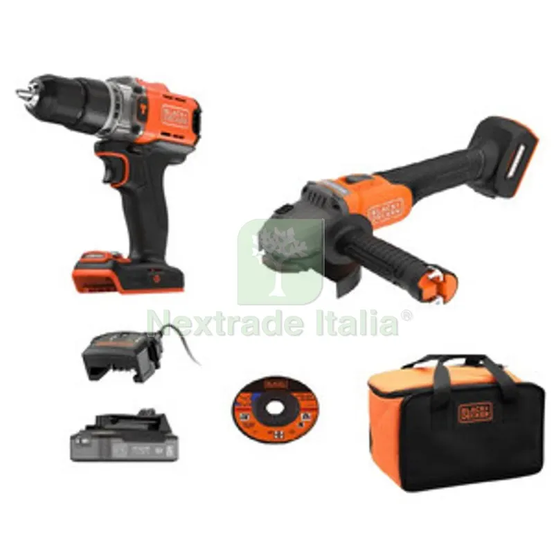 B+D KIT TRAPANO C/PERC + SMERIGLIATRICE 18V + ACC BCK24E1SB-QW — Smerigliatrici e seghe — rif. FERX.511735 B+D KIT TRAPANO C/PERC + SMERIGLIATRICE 18V + ACC BCK24E1SB-QW — Smerigliatrici e seghe — rif. FERX.511735