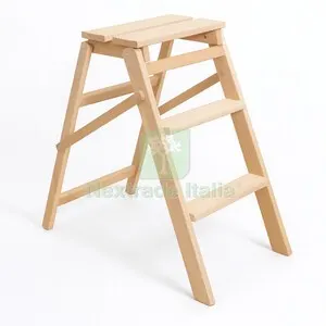 Scaletto Legno a 3 Gradini Pieghevole Naturale — Casalinghi e organizzazione — rif. FERX.512776