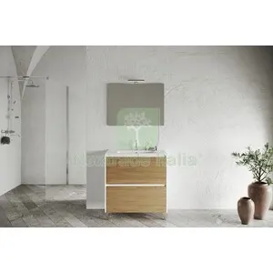 MOBILE BAGNO LISBONA 2C 80 BIANCO L./ROV.NATURALE — Accessori bagno — rif. FERX.513155 MOBILE BAGNO LISBONA 2C 80 BIANCO L./ROV.NATURALE — Accessori bagno — rif. FERX.513155