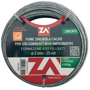 FUNE ACCIAIO COMMERCIALE 42F D 2 MM CF 10 M — Fili, cavetti e catene metalliche — rif. FERX.514393 FUNE ACCIAIO COMMERCIALE 42F D 2 MM CF 10 M — Fili, cavetti e catene metalliche — rif. FERX.514393