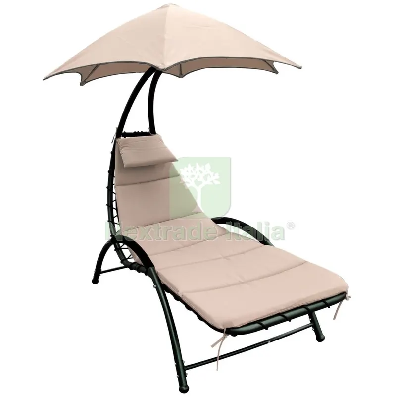 Lettino con Cuscino e Parasole Tortora HM480DG — Tempo libero outdoor — rif. FERX.55887