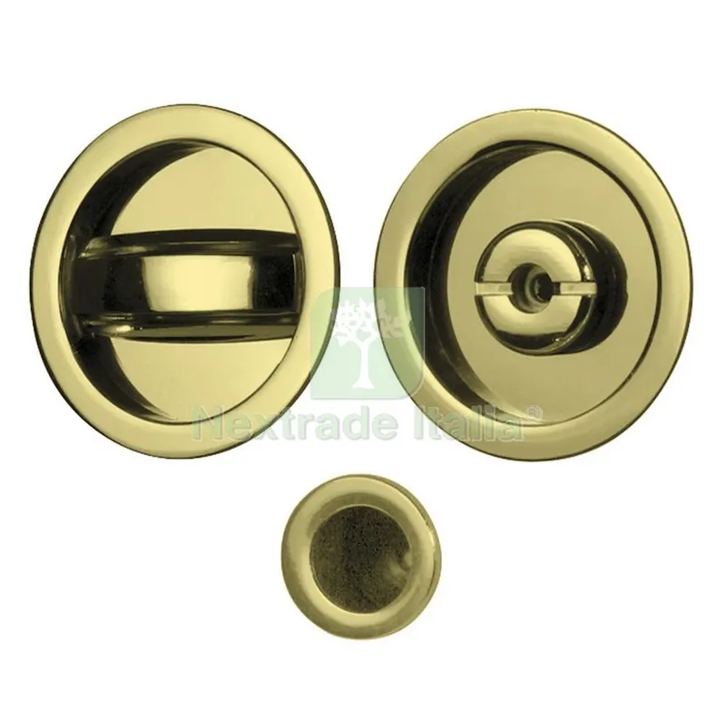 KIT MANIGLIE X PORTE SCORREVOLI CON NOTTOLINO ORO LUCIDO — Serrature e cilindri — rif. FERX.56050