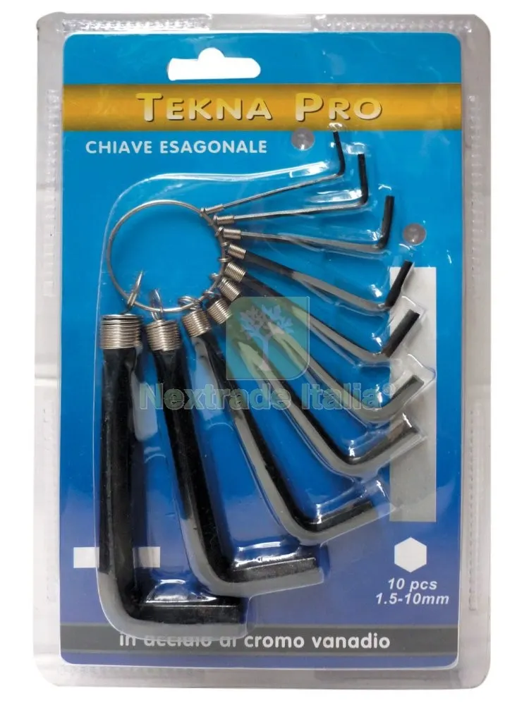 SERIE 10 CHIAVI ESAGONALI NERE"TEKNA PRO" CON ANELLO — Chiavi e bussole — rif. FERX.56068 SERIE 10 CHIAVI ESAGONALI NERE"TEKNA PRO" CON ANELLO — Chiavi e bussole — rif. FERX.56068