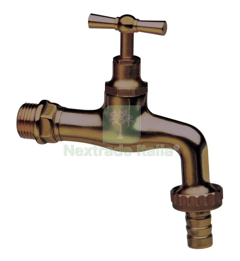 2PZ Rubinetto Ottone Anticato 1/2" con Portagomma — Tubi e raccordi — rif. FERX.56185