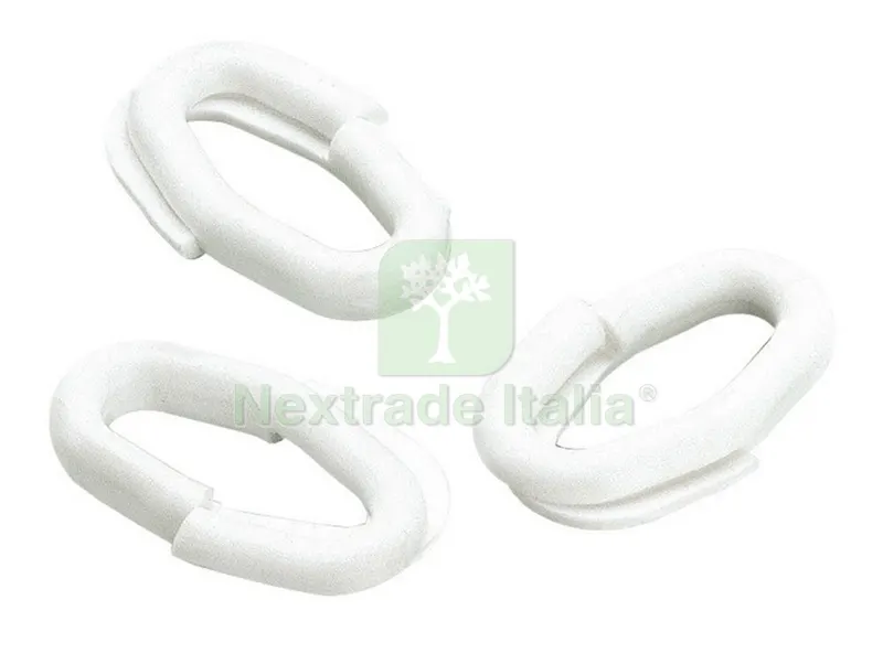 50PZ ANELLO GIUNZIONE X CATENE PLASTICA DIAMETRO 6 BIANCO — Tubi e raccordi — rif. FERX.57304