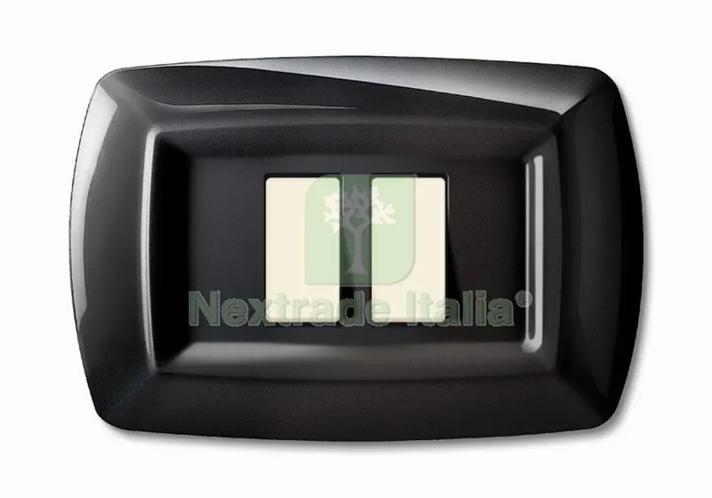 10PZ TONDO' PLACCA MOD.MAGIC IN TERMOPLASTICA,2 POSTI RAVVICINATI,COLORE NERO — Interruttori e prese — rif. FERX.5950