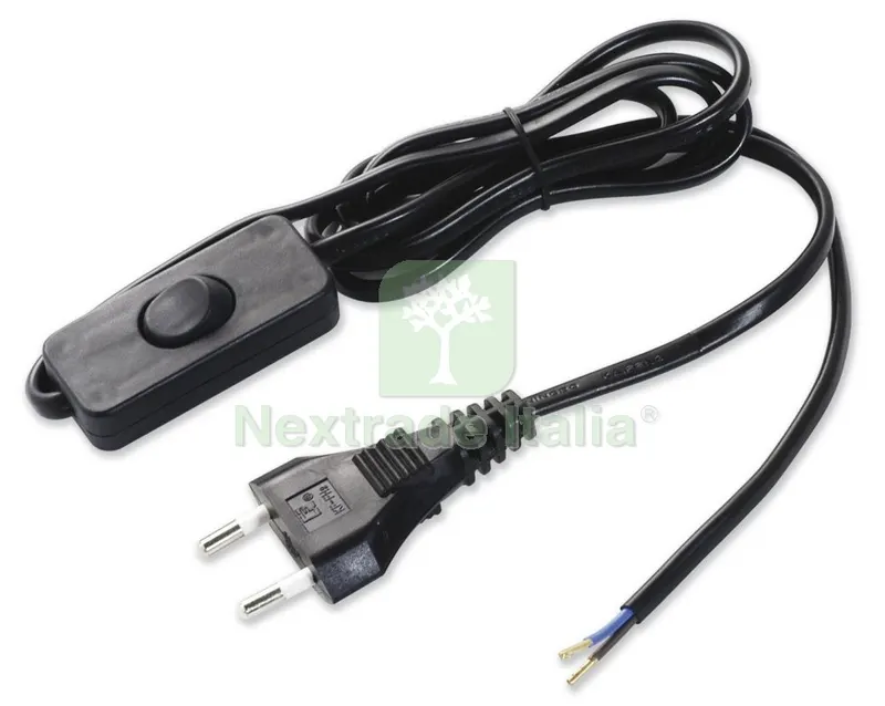 5PZ Cavo ML.1,5 2X0,75 con Interruttore Nero — Interruttori e prese — rif. FERX.598 5PZ Cavo ML.1,5 2X0,75 con Interruttore Nero — Interruttori e prese — rif. FERX.598