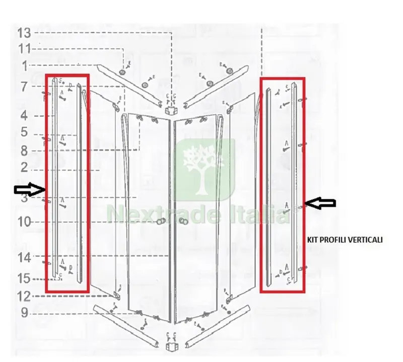 BOX DOCCIA CM.70X90(KIT PROFILI VERTICALI) — Accessori bagno — rif. FERX.602143 BOX DOCCIA CM.70X90(KIT PROFILI VERTICALI) — Accessori bagno — rif. FERX.602143