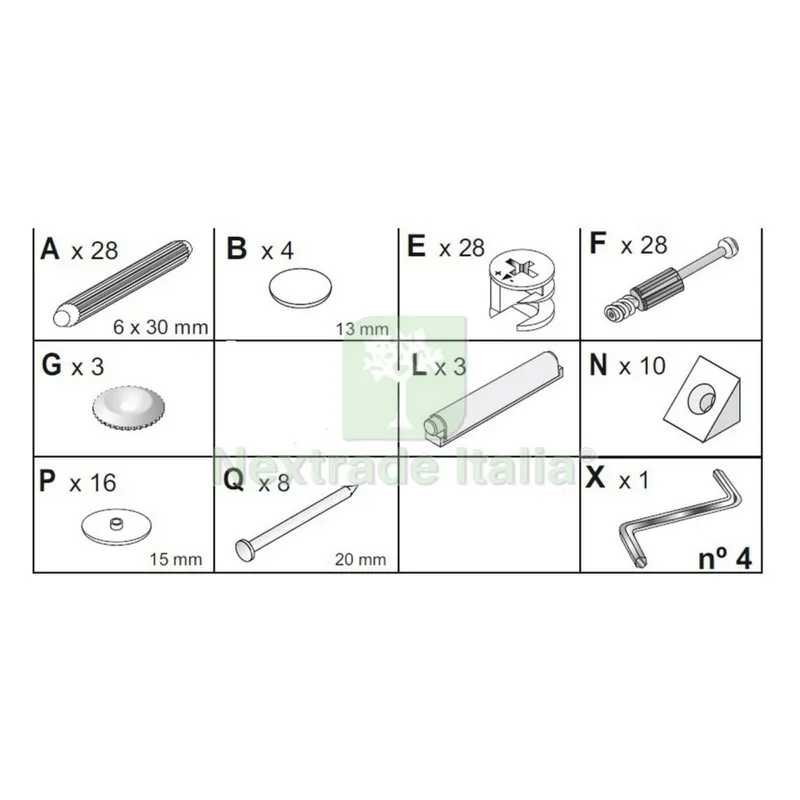 KIT CREDENZA 3ANTE ZAIKEN-(KIT VITI) — Arredo — rif. FERX.602254