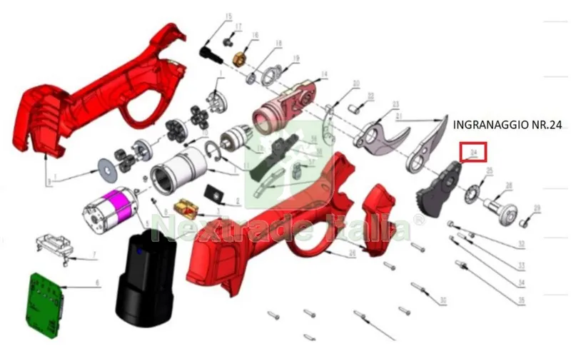 INGRANAGGIO N. 24 FORBICI POTA BATTERIA DJ-025 — Misurazione e taglio manuale — rif. FERX.602679