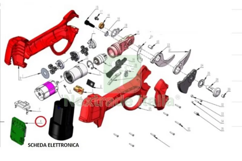 SCHEDA ELETTRICA FORBICI POTA BATTERIA DJ-025 — Misurazione e taglio manuale — rif. FERX.602683 SCHEDA ELETTRICA FORBICI POTA BATTERIA DJ-025 — Misurazione e taglio manuale — rif. FERX.602683