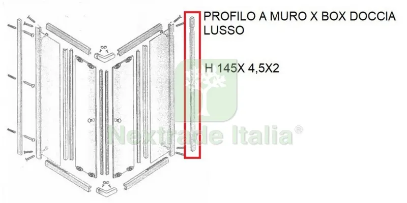PROFILO A MURO X BOX DOCCIA CRISTALLO LUSSO — Accessori bagno — rif. FERX.602742 PROFILO A MURO X BOX DOCCIA CRISTALLO LUSSO — Accessori bagno — rif. FERX.602742