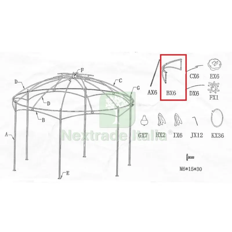 Asta(b) per Gazebo Gotic Esagonale — Gazebo e strutture giardino — rif. FERX.602823 Asta(b) per Gazebo Gotic Esagonale — Gazebo e strutture giardino — rif. FERX.602823