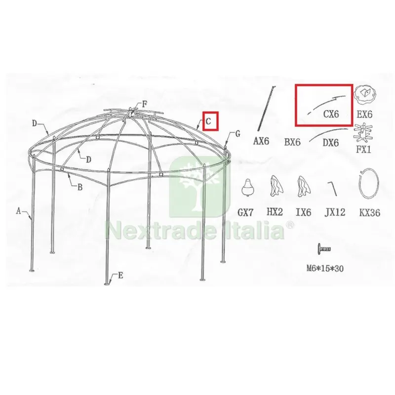 Asta(c) per Gazebo Gotic Esagonale — Gazebo e strutture giardino — rif. FERX.602824 Asta(c) per Gazebo Gotic Esagonale — Gazebo e strutture giardino — rif. FERX.602824