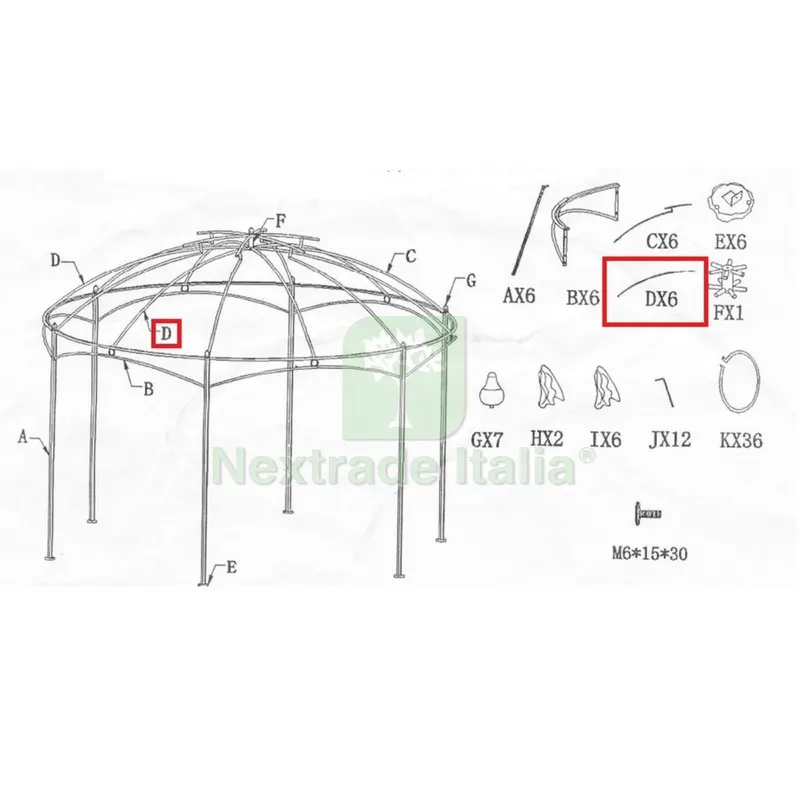 Asta(d) per Gazebo Gotic Esagonale — Gazebo e strutture giardino — rif. FERX.602825 Asta(d) per Gazebo Gotic Esagonale — Gazebo e strutture giardino — rif. FERX.602825