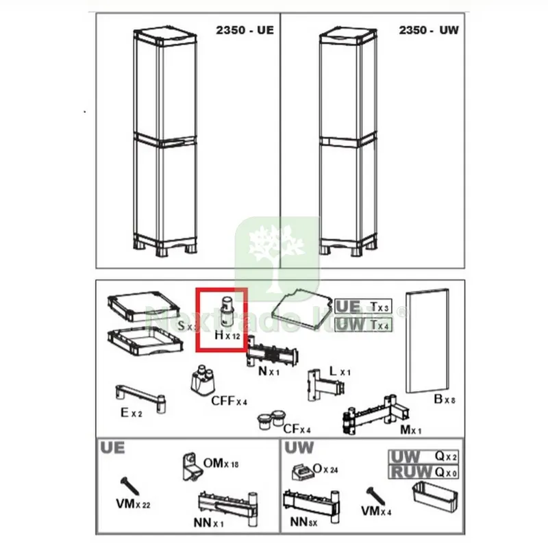 Supporto H x Armadio Terry Wave 1AANTA 2350RUW — Arredo — rif. FERX.602837
