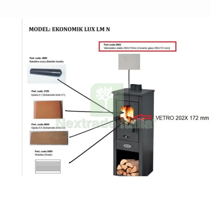 Vetro x Stufa a Legna Modello. LUX — Stufe e camini — rif. FERX.602873