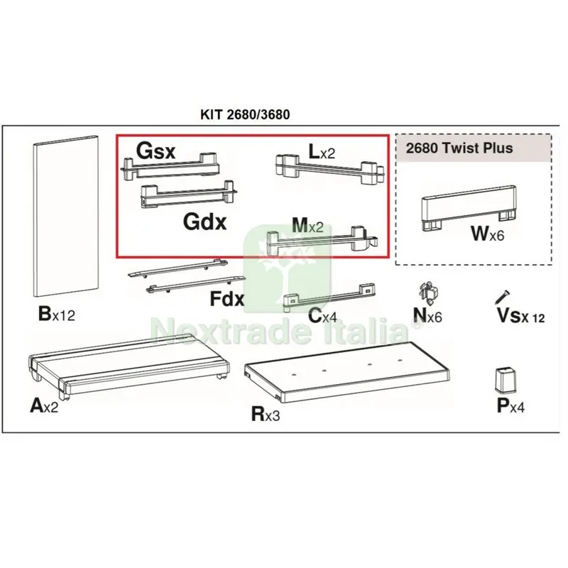 Kit Montaggio 2680/3680 x Armadio Terry Cwood — Arredo — rif. FERX.602976 Kit Montaggio 2680/3680 x Armadio Terry Cwood — Arredo — rif. FERX.602976