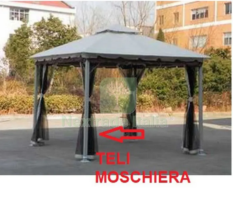 Set 4 Teli Moschiera x Gazebo in Acciaio Smeralda MT.3X3 — Gazebo e strutture giardino — rif. FERX.602994 Set 4 Teli Moschiera x Gazebo in Acciaio Smeralda MT.3X3 — Gazebo e strutture giardino — rif. FERX.602994