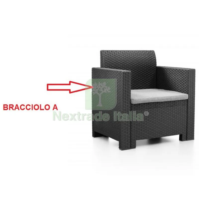 Bracciolo a x Salotto Resina 4PZ.CON CUSCINO.NEBRASKA 2 Marrone — Casalinghi e organizzazione — rif. FERX.603047 Bracciolo a x Salotto Resina 4PZ.CON CUSCINO.NEBRASKA 2 Marrone — Casalinghi e organizzazione — rif. FERX.603047