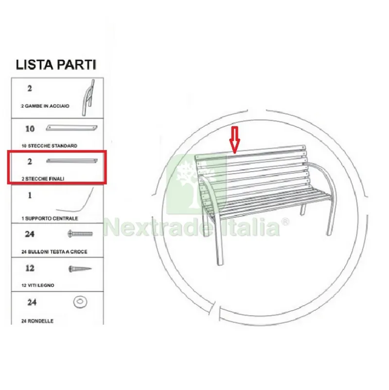 Stecca Finale Stondata x Panchina Viale — Tempo libero outdoor — rif. FERX.603081 Stecca Finale Stondata x Panchina Viale — Tempo libero outdoor — rif. FERX.603081