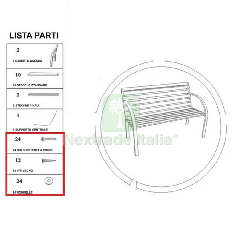 Kit Montaggio x Panchina Viale — Tempo libero outdoor — rif. FERX.603083