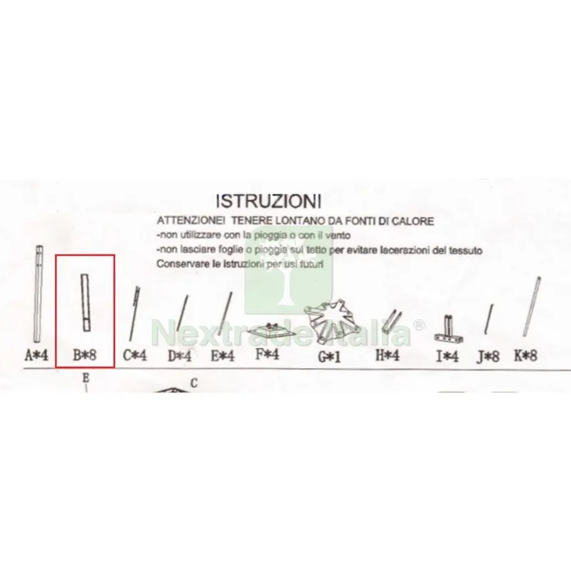 Particolare B per Gazebo in Acciaio Smeralda MT.3X3 — Gazebo e strutture giardino — rif. FERX.603088