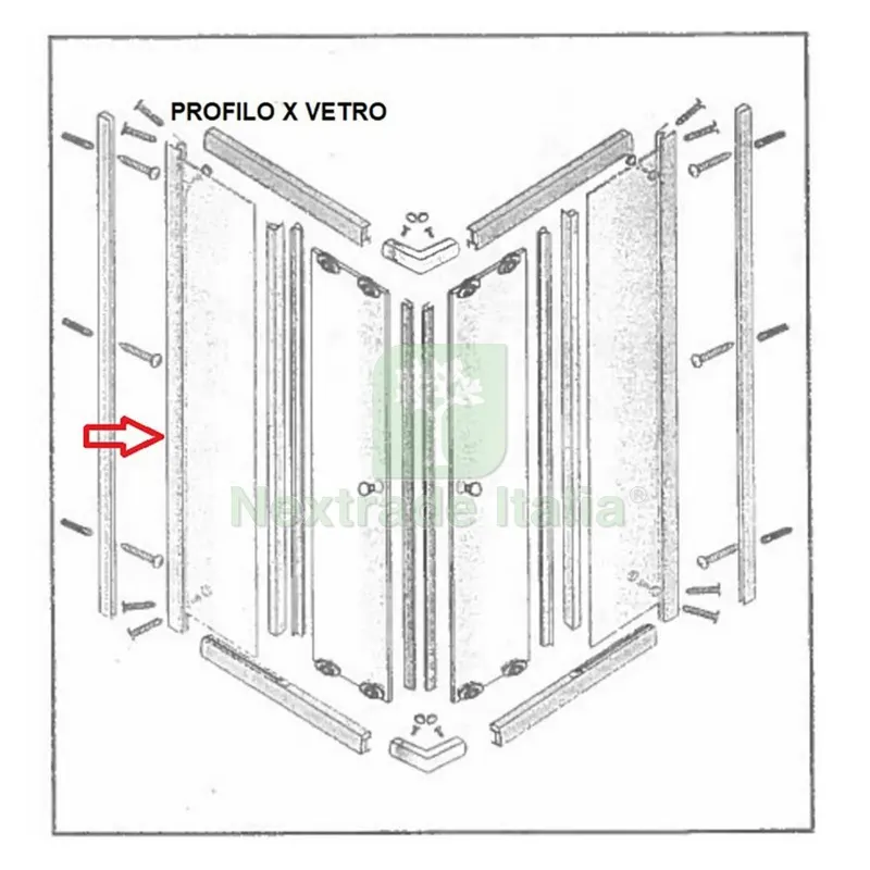 PROFILO PER VETRO BOX DOCCIA LUSSO — Accessori bagno — rif. FERX.603304 PROFILO PER VETRO BOX DOCCIA LUSSO — Accessori bagno — rif. FERX.603304