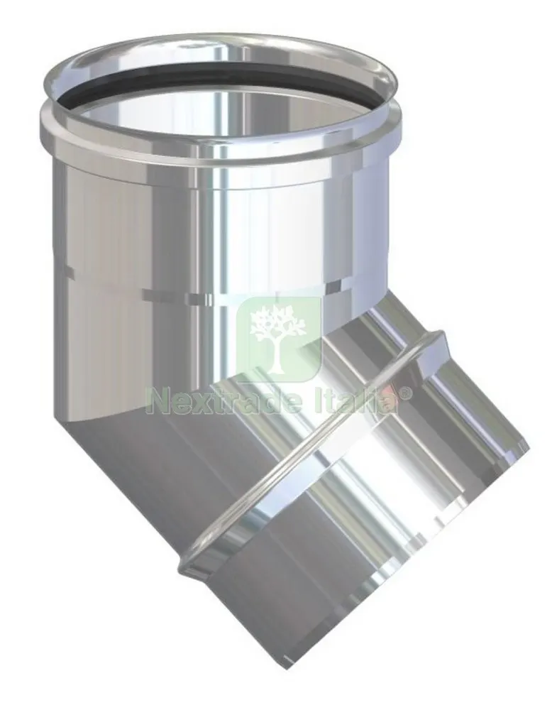 6PZ Gomito Inox Aisi 304 x Pellet 45°CM.8 — Stufe e camini — rif. FERX.6034 6PZ Gomito Inox Aisi 304 x Pellet 45°CM.8 — Stufe e camini — rif. FERX.6034