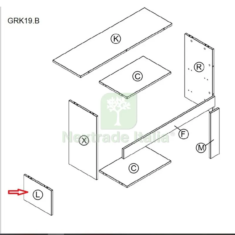 Fianco L NAT.GRK19.B per Kit Parete Living NAT.WOOD/ANTRACITE — Serrature e cilindri — rif. FERX.603485
