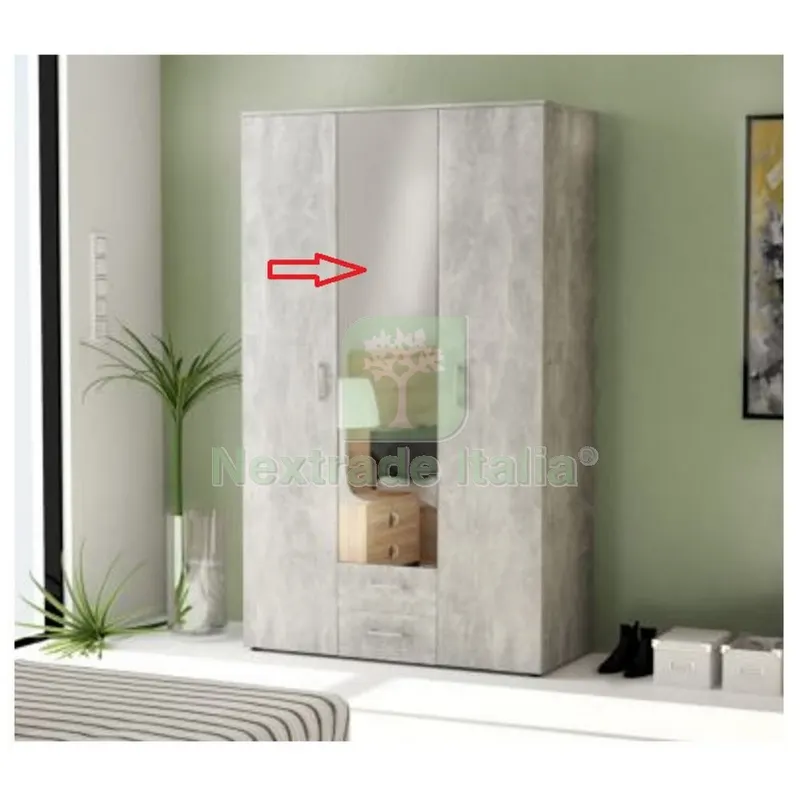 Anta DM per Kit Armadio 3 ANTE+2 CASSETTI+SPECCHIO CM 121X200X54 Cemento K4298 — Cemento, malte e collanti edili — rif. FERX.603489