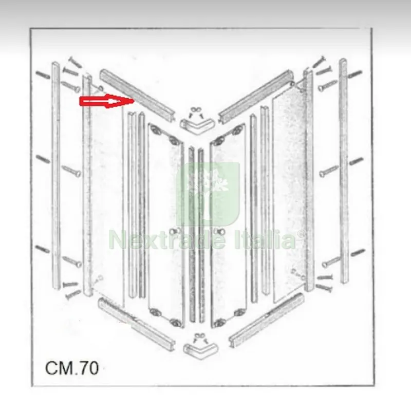 PROFILO SUPERIORE LATO 70 PER BOX DOCCIA CRISTALLO TRASPARENTE MM.6 CM70X90 LUSSO — Accessori bagno — rif. FERX.603505 PROFILO SUPERIORE LATO 70 PER BOX DOCCIA CRISTALLO TRASPARENTE MM.6 CM70X90 LUSSO — Accessori bagno — rif. FERX.603505