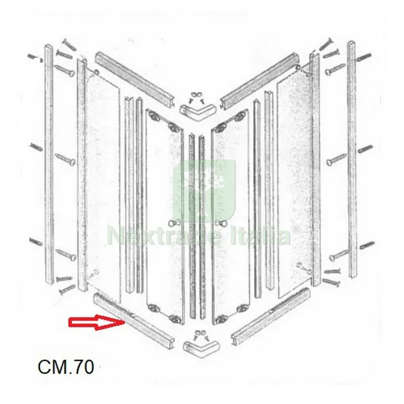 PROFILO INFERIORE LATO 70 PER BOX DOCCIA CRISTALLO TRASPARENTE MM.6 CM.70X90 LUSSO — Accessori bagno — rif. FERX.603506 PROFILO INFERIORE LATO 70 PER BOX DOCCIA CRISTALLO TRASPARENTE MM.6 CM.70X90 LUSSO — Accessori bagno — rif. FERX.603506