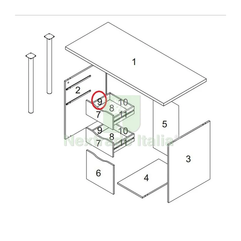 Laterale Cassetto NR.9 x Kit Scrivania Athena CM.138X60X74H Bianco — Arredo — rif. FERX.603587 Laterale Cassetto NR.9 x Kit Scrivania Athena CM.138X60X74H Bianco — Arredo — rif. FERX.603587
