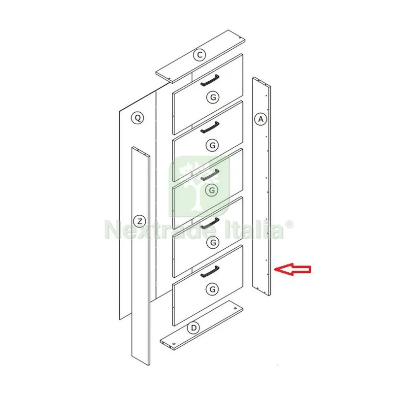 ZZ-Fianco a x Kit Scarpiera 5R CM.65X15X164H Rovere SC. — Arredo — rif. FERX.603630 ZZ-Fianco a x Kit Scarpiera 5R CM.65X15X164H Rovere SC. — Arredo — rif. FERX.603630