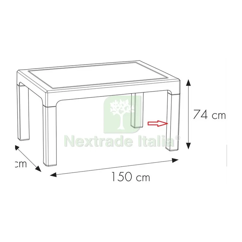 R Piede x Tavolo Houston Resina 150X90XH74 CM Antracite — Casalinghi e organizzazione — rif. FERX.603924