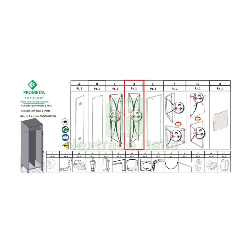 R Fianco DX x Armadio Sporco/Pulito 1 Anta 50X50XH179 CM Kit — Arredo — rif. FERX.603970 R Fianco DX x Armadio Sporco/Pulito 1 Anta 50X50XH179 CM Kit — Arredo — rif. FERX.603970