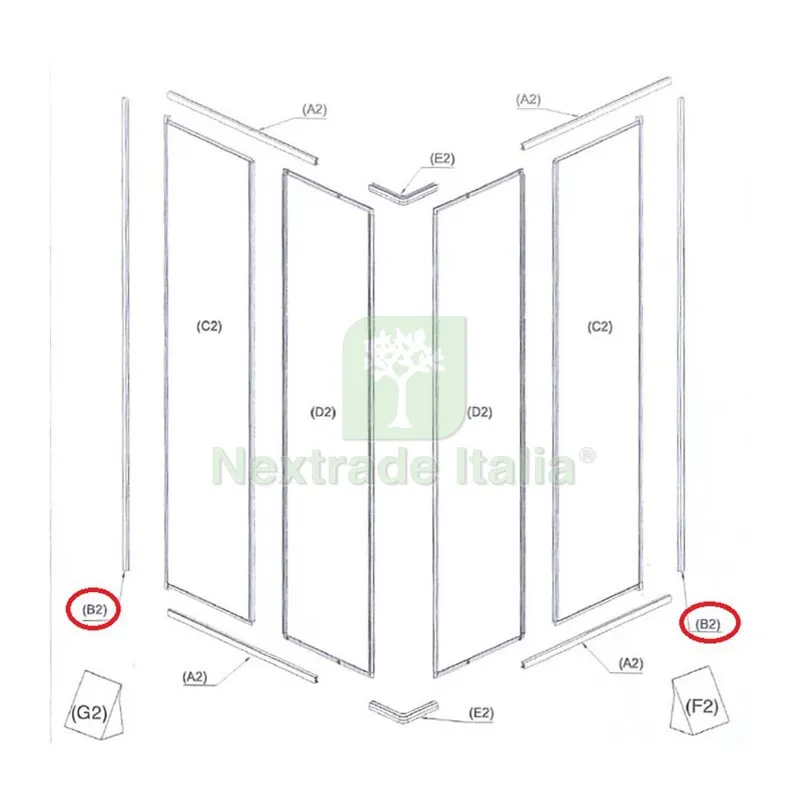 R Profilo a Muro (B2)X Box Doccia Crilex Goccia 1,6 MM 68-70X78-90 BCO — Accessori bagno — rif. FERX.604076