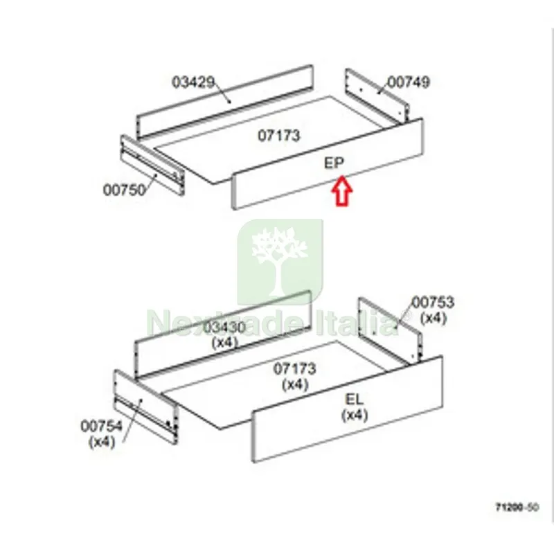 R Frontale EP x Kit Cassettiera 5C Nova 77X40X107 Bianca — Arredo — rif. FERX.605031