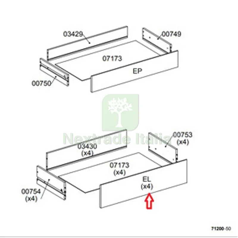 R Frontale EL x Kit Cassettiera 5C Nova 77X40X107 Bianca — Arredo — rif. FERX.605032