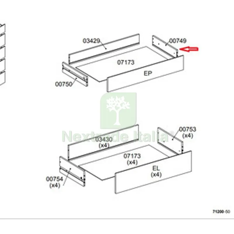 R Laterale Cassetto 00749 x Kit Cassettiera 5C Nova 77X40X107 Bianca — Arredo — rif. FERX.605034 R Laterale Cassetto 00749 x Kit Cassettiera 5C Nova 77X40X107 Bianca — Arredo — rif. FERX.605034